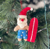 SANTA WITH A SURF BOARD